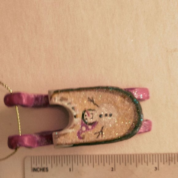House of Hatten Snowman Sleigh Sled Ornament Vintage Handcrafted Christmas 1999 - Picture 7 of 7